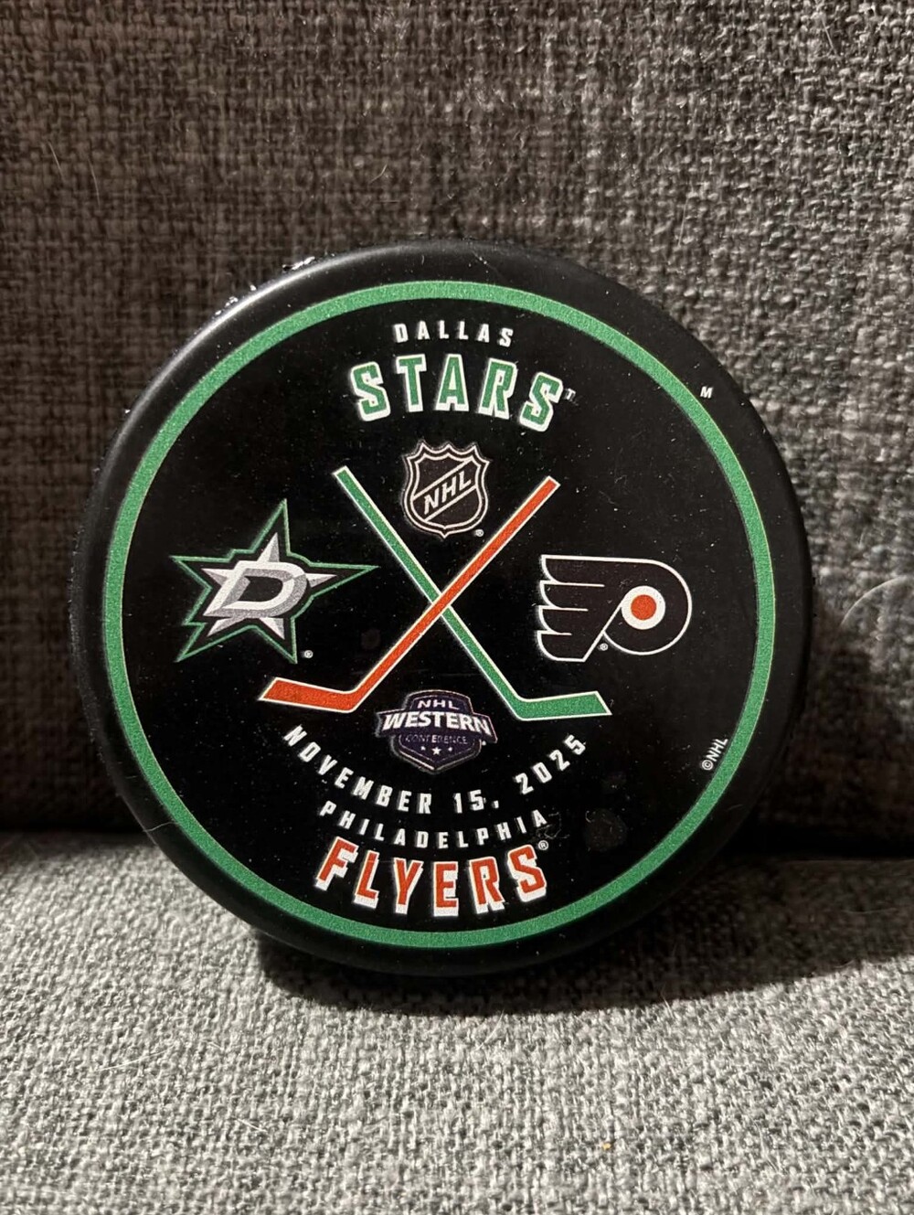 Dallas Stars vs Philadelphia Flyers November 15, 2025 Official Match Up Puck